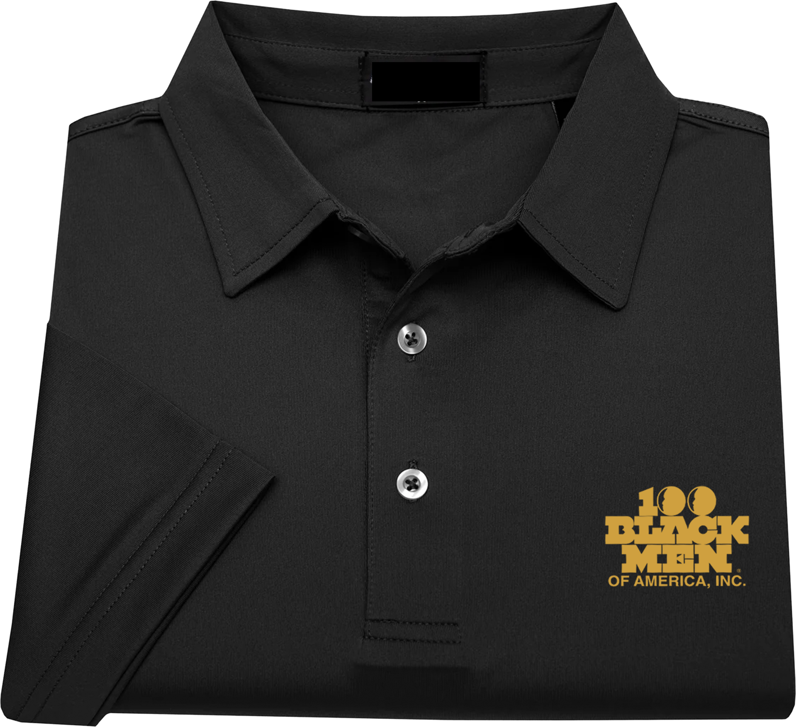 100 Black Men Signature Polo — Black with Gold Logo